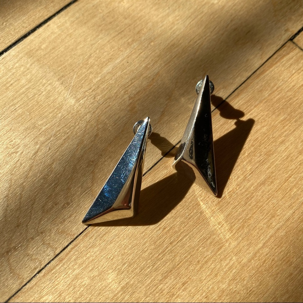 Simple Silver Geometric Metal Earrings 💕